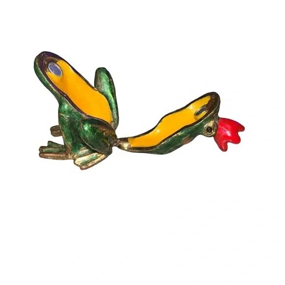 Green Frog Trinket Box W/Red Crown 2” - Picture 3 of 3